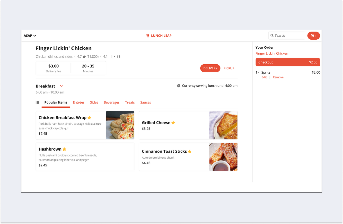 Food Delivery Menu