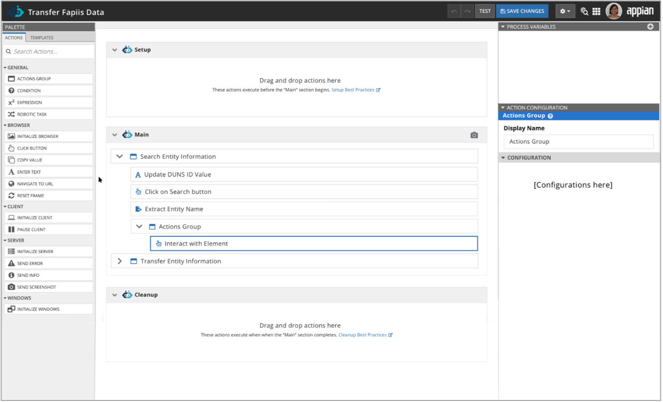 Setup and Cleanup section empty states